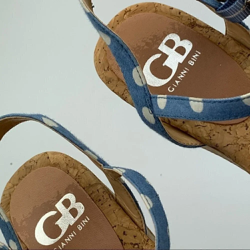 GB Gianni Bini sandals 7 polka dot cork platforms